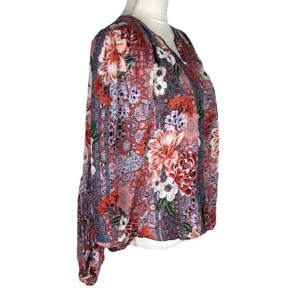Johnny Was Jade Ingrid Floral Blouse Boho Relaxed Button Down Shirt Size XS - Picture 6 of 10